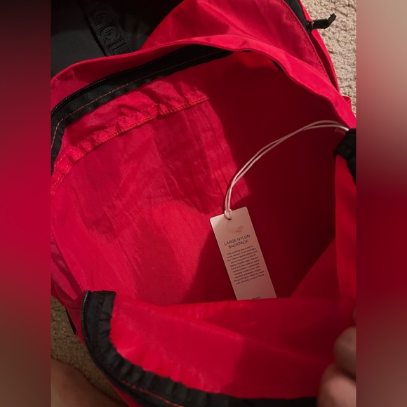 New BAGGU Large Nylon Backpack Red - Picture 3 of 6